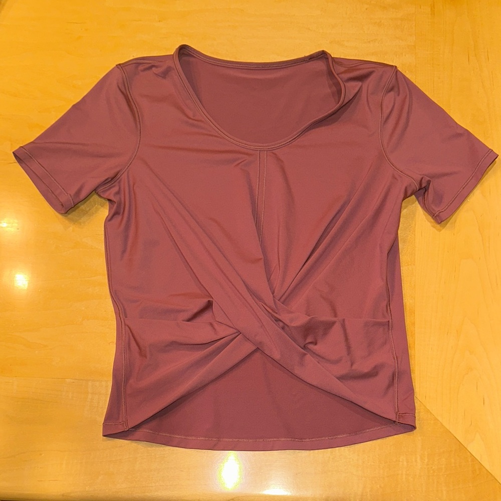 lululemon athletica Short Sleeve Twist-Front Top in Mauve